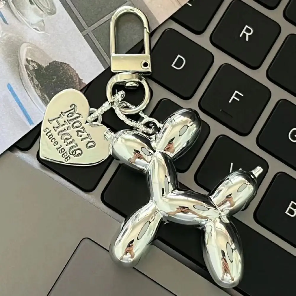 Acrylic Puppy Balloon Keychain Plating Colorful Balloon Acrylic Dog Keyring Heart Funny Dog Balloon Keychain Hanging Accessory