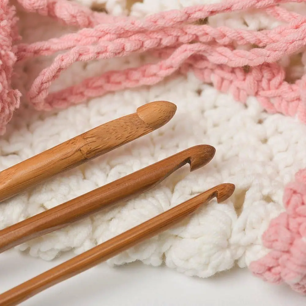 Handicraft Bamboo Wooden Crochet Hooks Small Size Long Crochet Needles Crocheting Needles Blanket Shawl