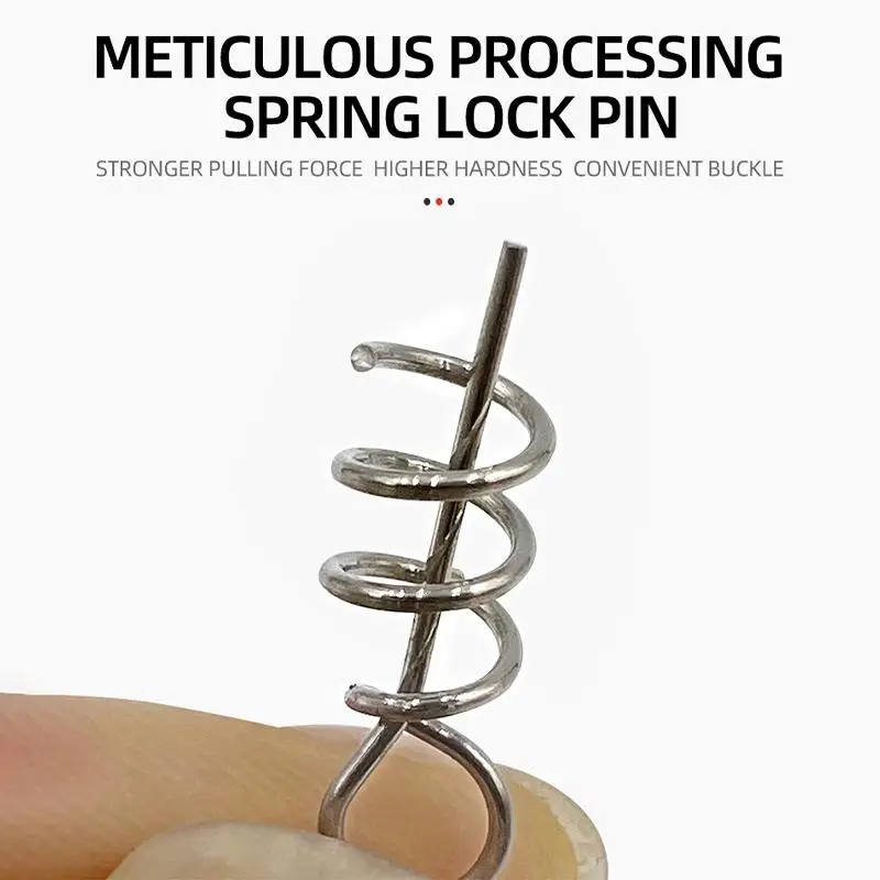 Stainless Steel Fishing Pins Spring Twist Lock Fishing Hook Tool Centering Pins Fixed Latch Needle For Soft Lure Bait Worm