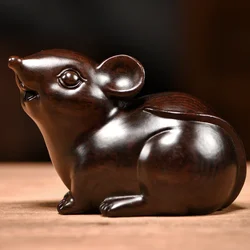 1 Pc Solid Wood Mouse Ornament Wood Carving Crafts Home Furnishing Decoration Feng Shui Accessories Housewarming Gift
