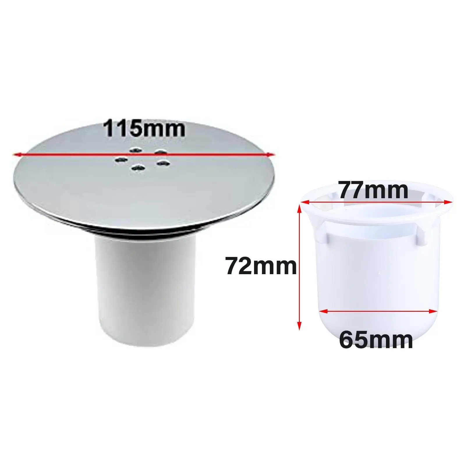 Chromate-Finished Bathroom Shower Drain  Plug - Replacement Waste Trap Tray for Easy Installation