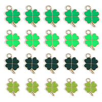 20pcs Four-Leaf Jewelry Making Charms, Assorted Green Charm Pendant Plated Enamel Charm Pendant For Earring Necklace Bracelet