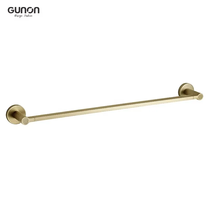 Wall Mounted Brass Towel Bar Set Brushed Gold Finish for Hotel Use for Bathroom Organization