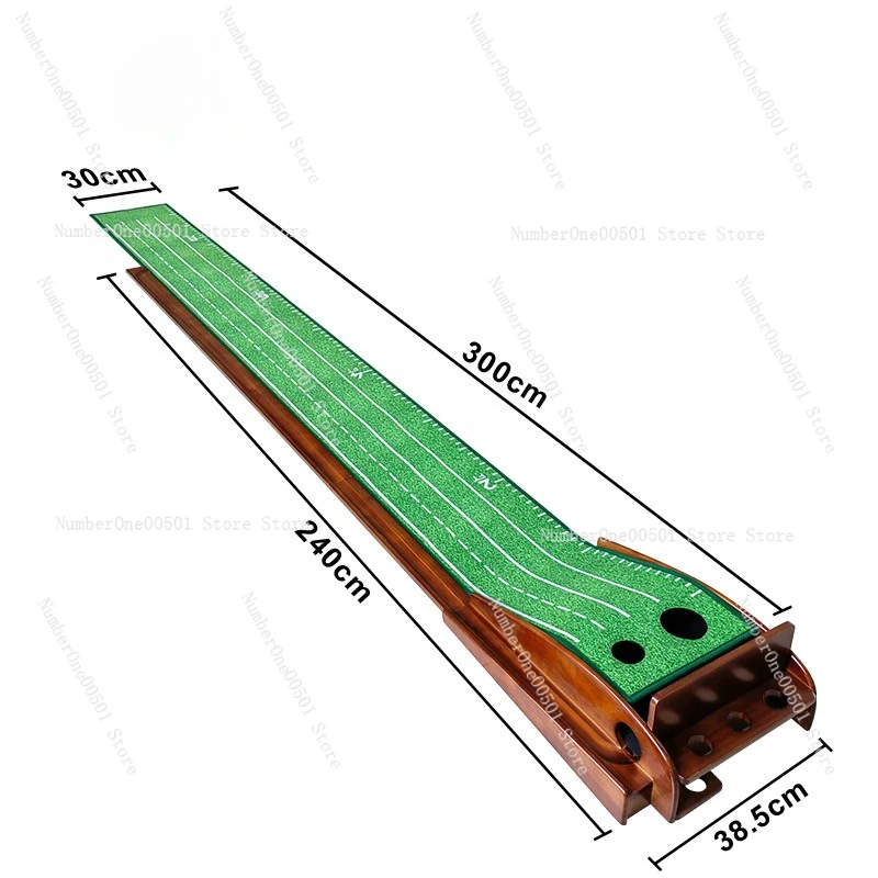 

Golf Putting Mat Indoor Practice Trainer with Real Wood Ball Return System Home Use Putting Green Training Cross Border Supply