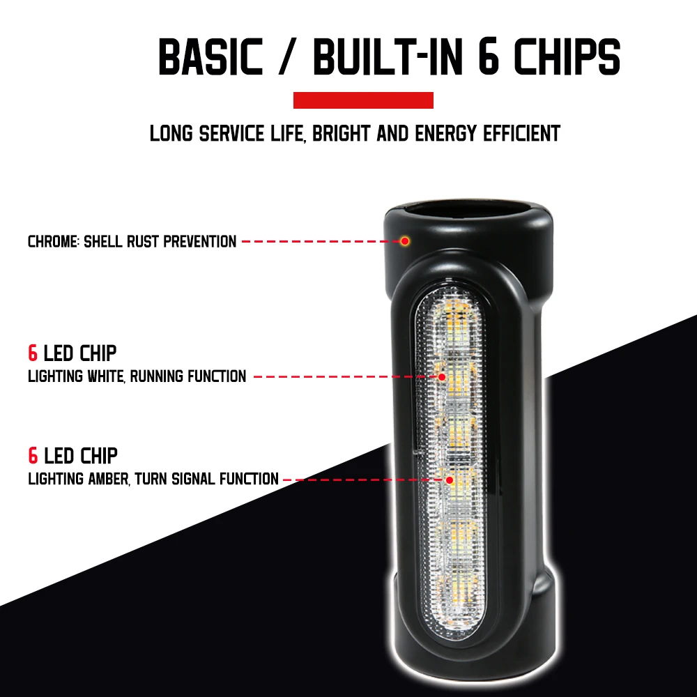For Harley turn signal Bike Touring Moto Bumper light Motorcycle Highway Bar Switchback Driving Light White Amber LED Crash Bars