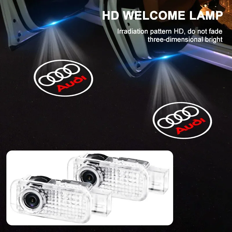 

2pcs Led Car Door Welcome Lights for Audi A1 A3 8P 8V A4 A5 A6 A7 A8 Q3 Q5 Q7 Q8 Sline TT Logo Projector Ghost Shadow Lamp