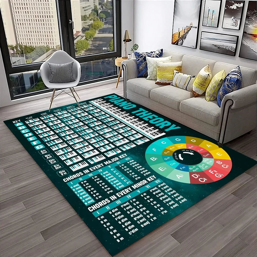 Music Guitar Chord Theory Chart Piano Carpet Sofa Coffee Tables Mats Bedroom Bedside Plush Rug Living Room Decorat Floor Mats