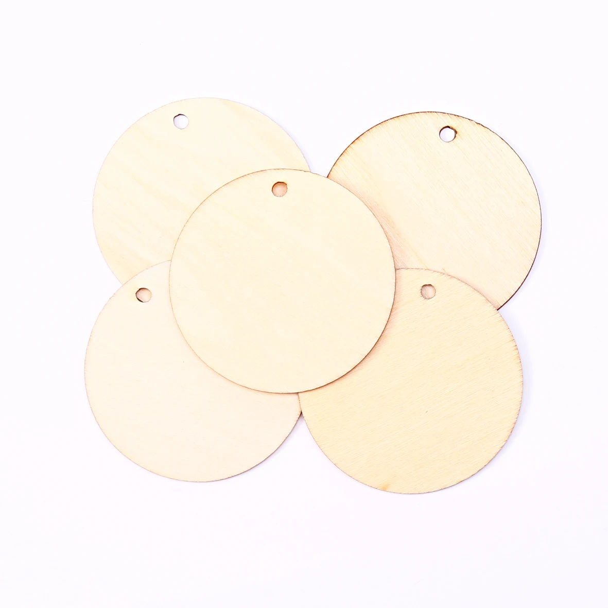 40pcs 2inch Natural Round Tags With One Hole Wooden Circles For Crafts Unfinished Blank Wood Slices Ornaments Hanging Pendant