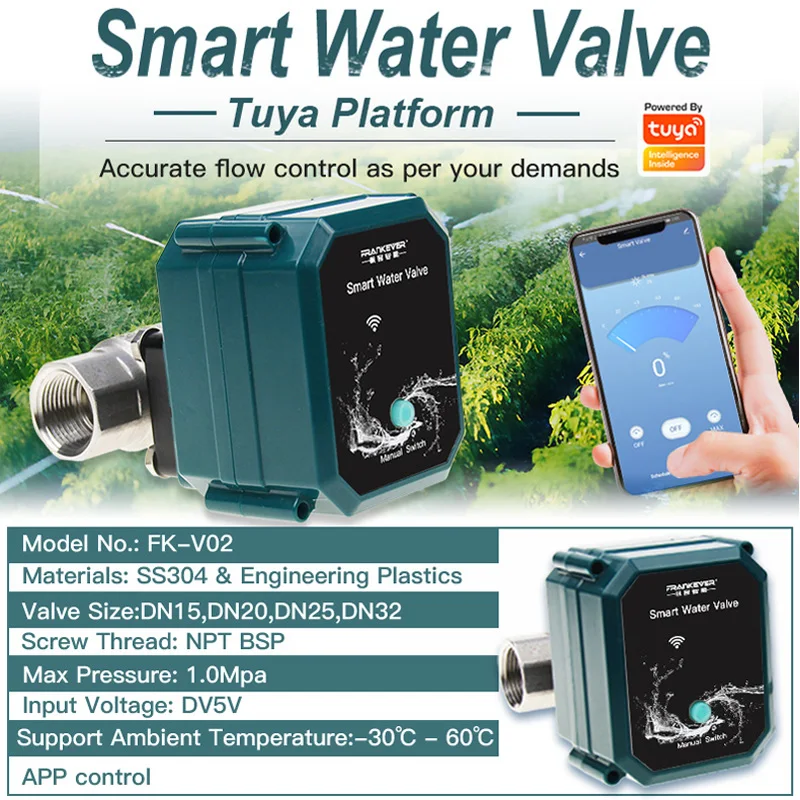 Tuya Wifi Water Valve Shut off Water 0% To 100% Intelligent Ball Valve Water Sensor Automation Controller Google Assistant Alexa