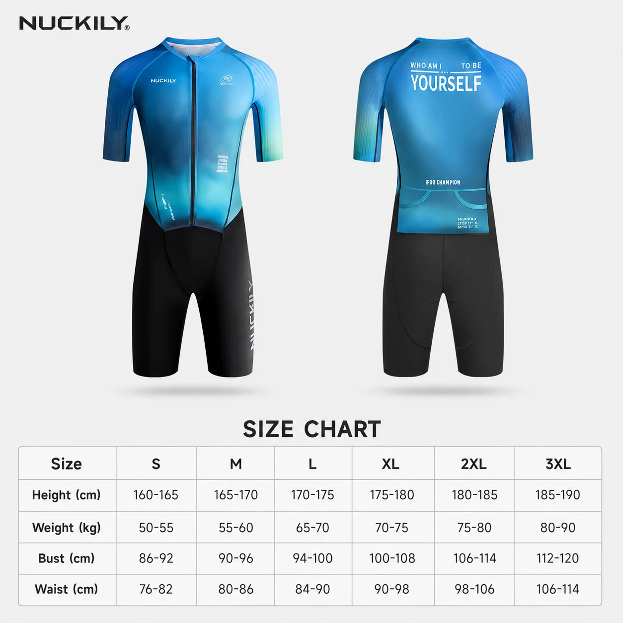 NUCKILY Men Triathlon Suit Aero Short Sleeve Trisuit Quick Dry Breathable Padded One Piece Swim Bike Run Racing Wear view 6