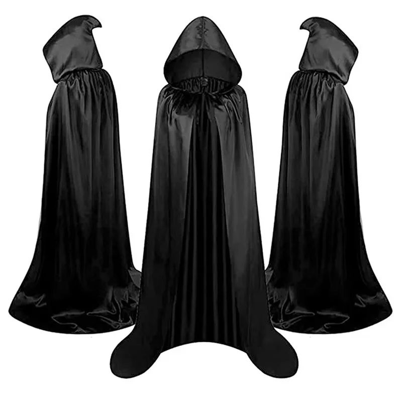 Halloween-Kostüm für Erwachsene: Todesgott-Umhang mit Hut, Vampir-Umhang, Zauberer-Robe für Maskenbälle und Aufführungen – Detail 3