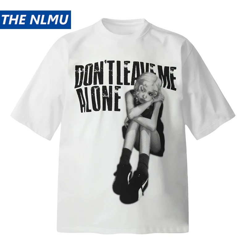 

Men Women American High Street Art Graphic Tee Shirts Vintage Vibe Style Loose Oversized Summer Couple T-Shirt