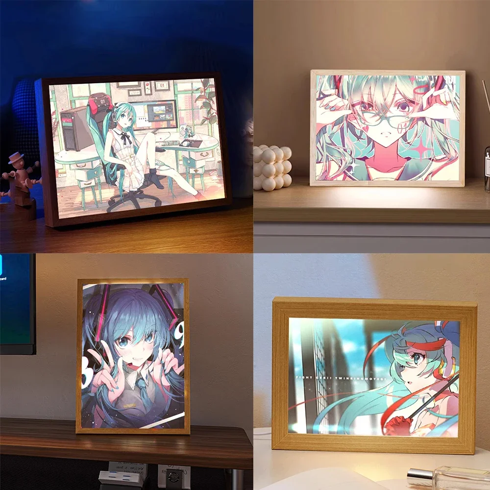 

Anime Peripheral Hatsune Miku Kawaii Cartoon LED High Definition Picture Light Picture Desktop Decoration Night View Lamp Gift