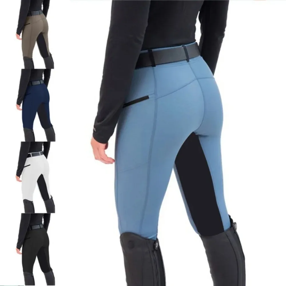 Pantalones de equitación para mujer, pantalones de montar de cintura alta elásticos y ajustados para entrenamiento de equitación