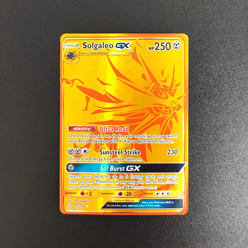20PCS/Set DIY PTCG English Xurkitree Nihilego Buzzwole Dusk Mane Necrozma Solgaleo Pheromosa GX Hobby Collection Flash Card Toy