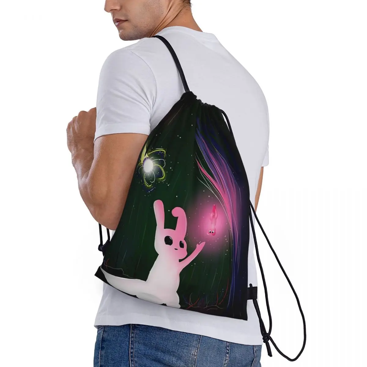 

Rain World Slugcats Pattern Game Backpacks Fashion Drawstring Bundle Pocket Storage Bag Book Bags for Man Woman School