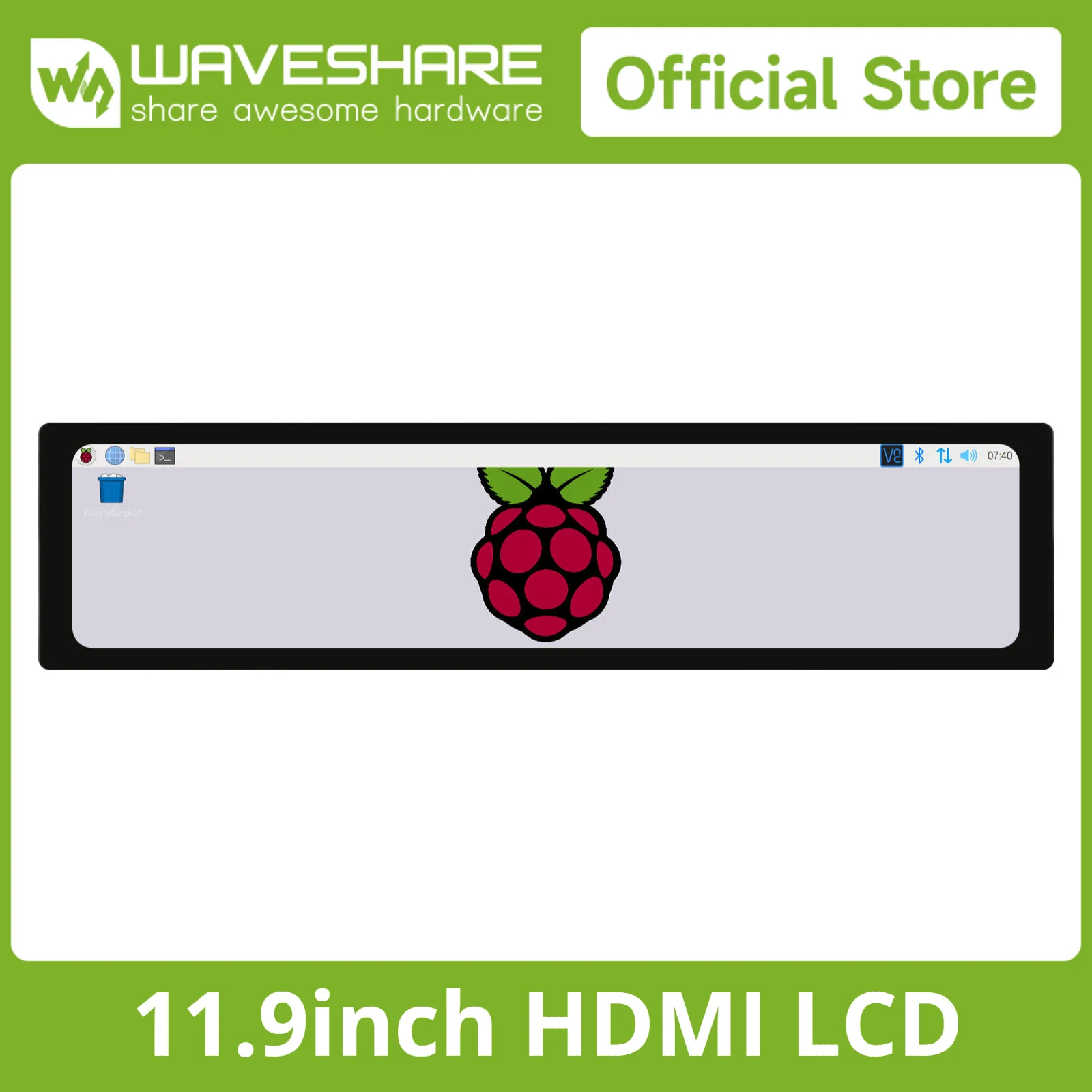 Waveshare 11.9inch Capacitive Touch Screen LCD, 320×1480 Resolution, IPS, Toughened Glass Cover,Display for Raspberry Pi 5/4B/3B