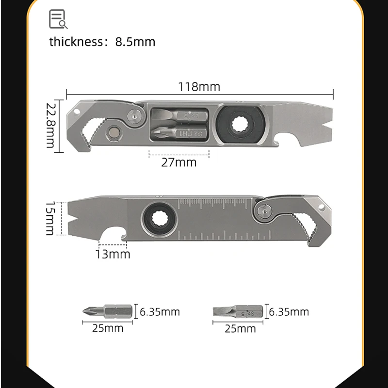 Herramienta EDC de palanca de aleación de titanio TC4, destornillador, llave de mano, herramientas EDC para acampar al aire libre, regalo con cabeza