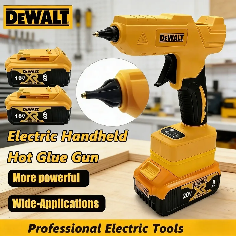 

Беспроводной электрический ручной пистолет для горячей клейки Dewalt, инструмент для ремонта и DIY, термопистолет для сварки, с насадкой против ожогов, для аккумулятора 18В
