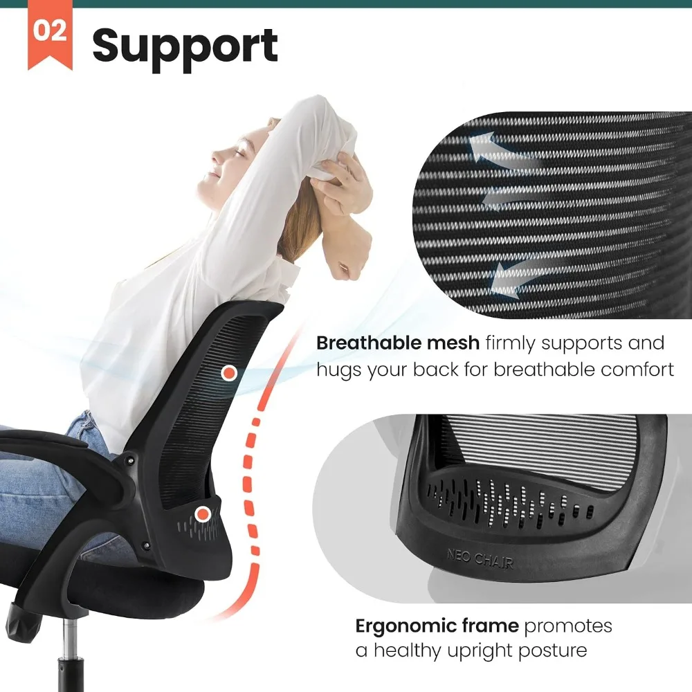 Ergonomic Desk Chair with Lumbar Support, Adjustable Height and Swivel Wheels for Comfort at Home Vanity view 4