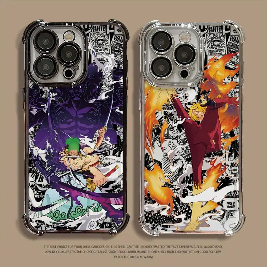 Чехол для телефона One Piece Zoro Sanji с покрытием для iPhone 17, 17e, 16e, 16, 15, 14, 13, 12, 11 Pro Max, X, XR, XS Max, 7, 8, Mini, Air, Plus, противоударный