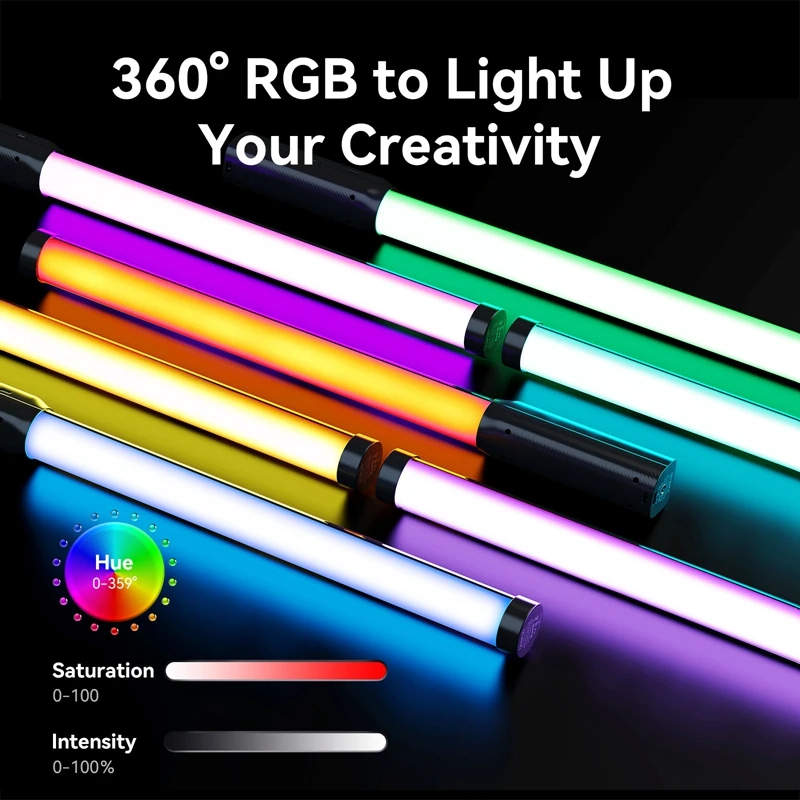 Ulanzi NEW VL119 RGB Light Wand 10W Stick Light Handheld LED Light Wand CCT&RGB 3300mAh 360Lux@0.5m Photography Light 2500-9000K