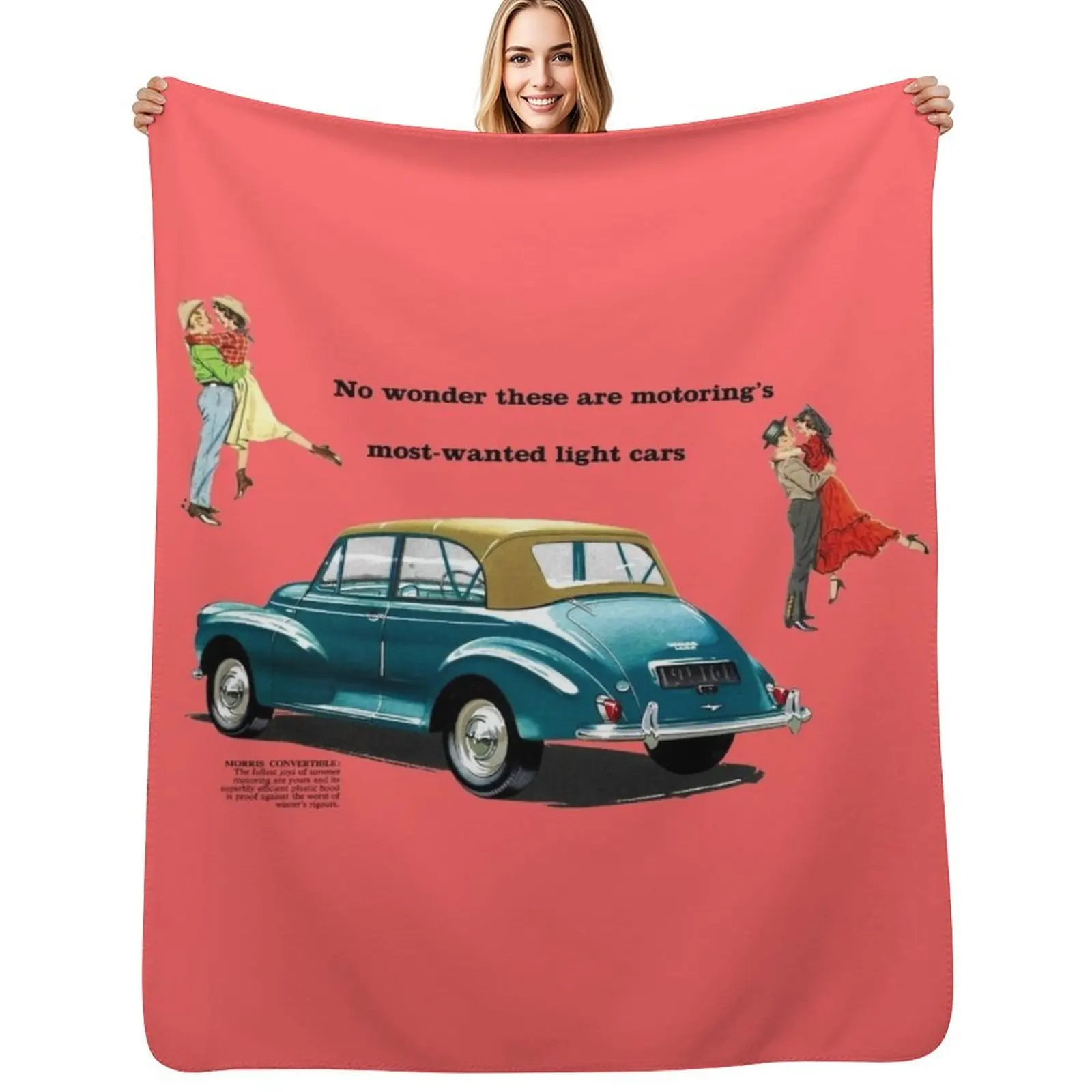 

MORRIS MINOR CONVERTIBLE - BROCHURE Throw Blanket Moving Retros Comforter Custom Blankets