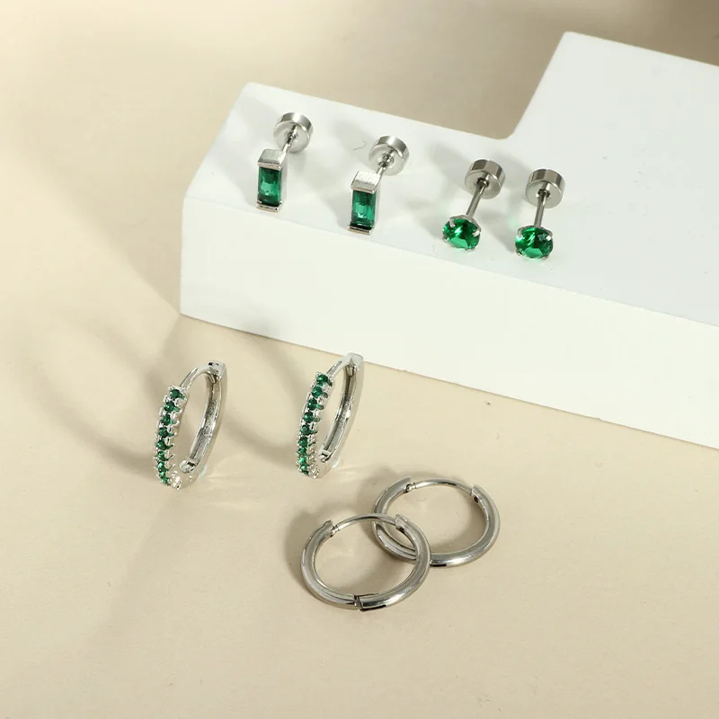 여성용 플랫 백 귀걸이 저자 극성 귀걸이 20G 소형 스테인레스 스틸 연골 귀걸이 피어싱 헬릭스/Tragus/Conch