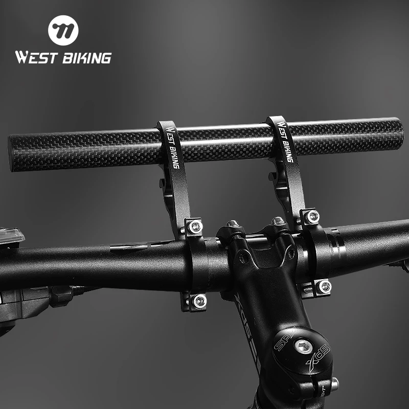 WEST BIKING MTB Carbon Handlebar Extender Road Bike Integrated Handle Aluminium Extension Bar Bike Computer Light Phone Stand