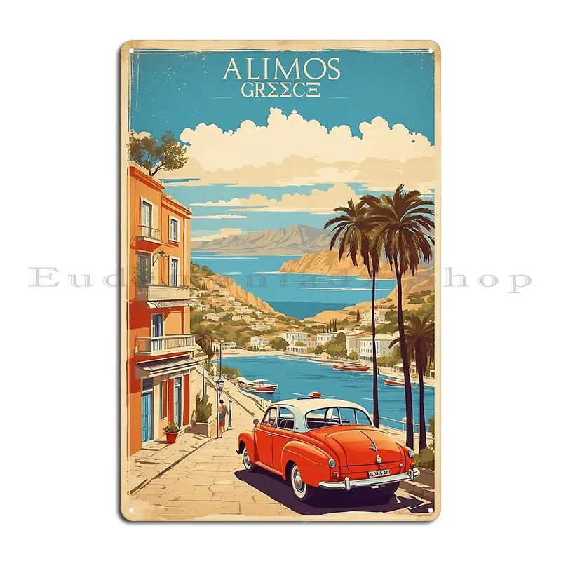 Alimos Greece Vintage Travel Tourism Metal Signs Funny Create Wall Decor Printed Home Tin Sign Poster