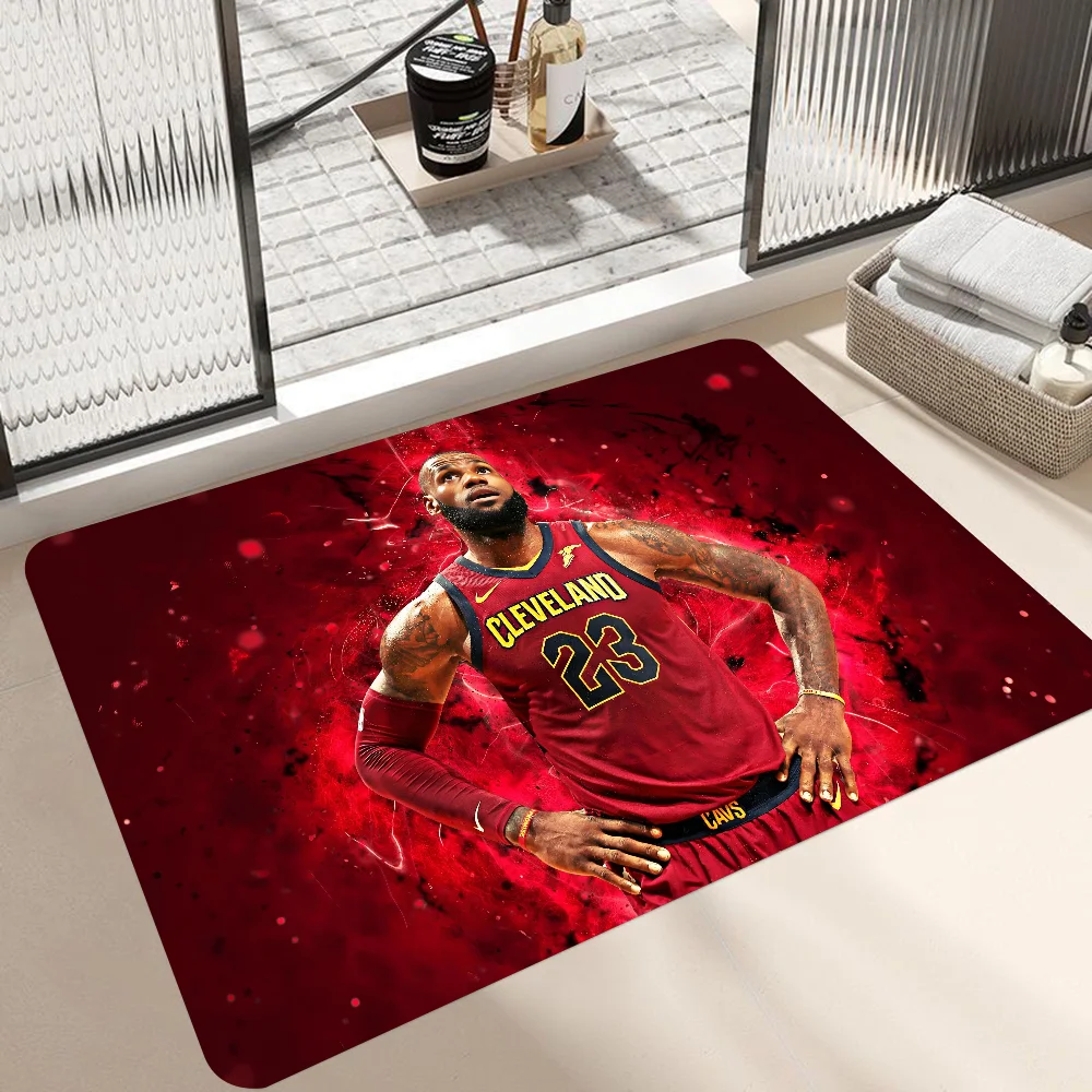 1pc World Famous NBA Player L-LeBron James Anti-Slip Kitchen Bedroom Handmade Tufted Rug Carpet Living Room Entrance Rug