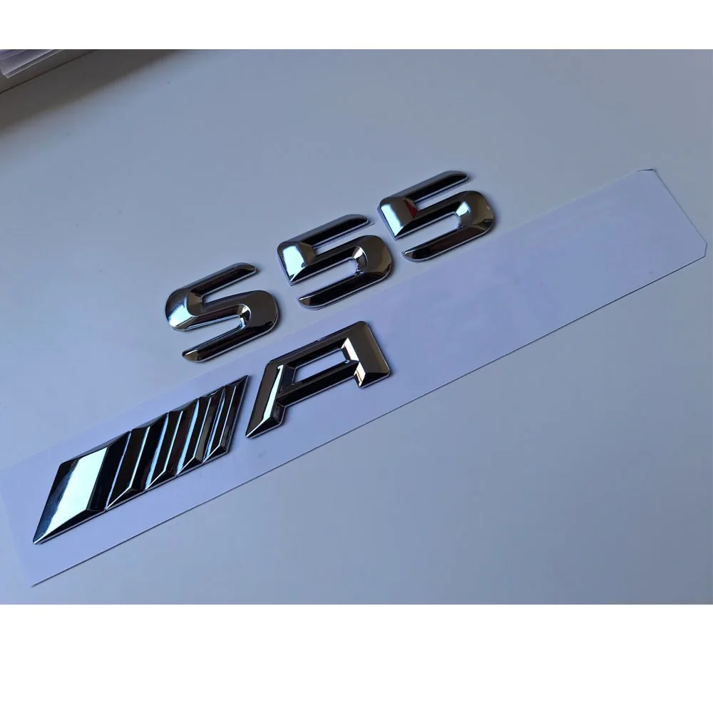 For Mercedes Benz S55 AMG Car Number Lettering Rear Trunk Emblem Styling Sticker Logo Flat Badge Auto Decorate Accessories