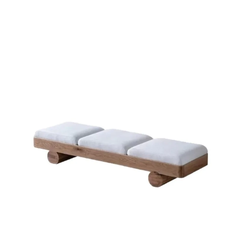 

Medieval cream style fabric bedside stool resting bench retro designer sofa stool cloakroom entry shoe changing stool