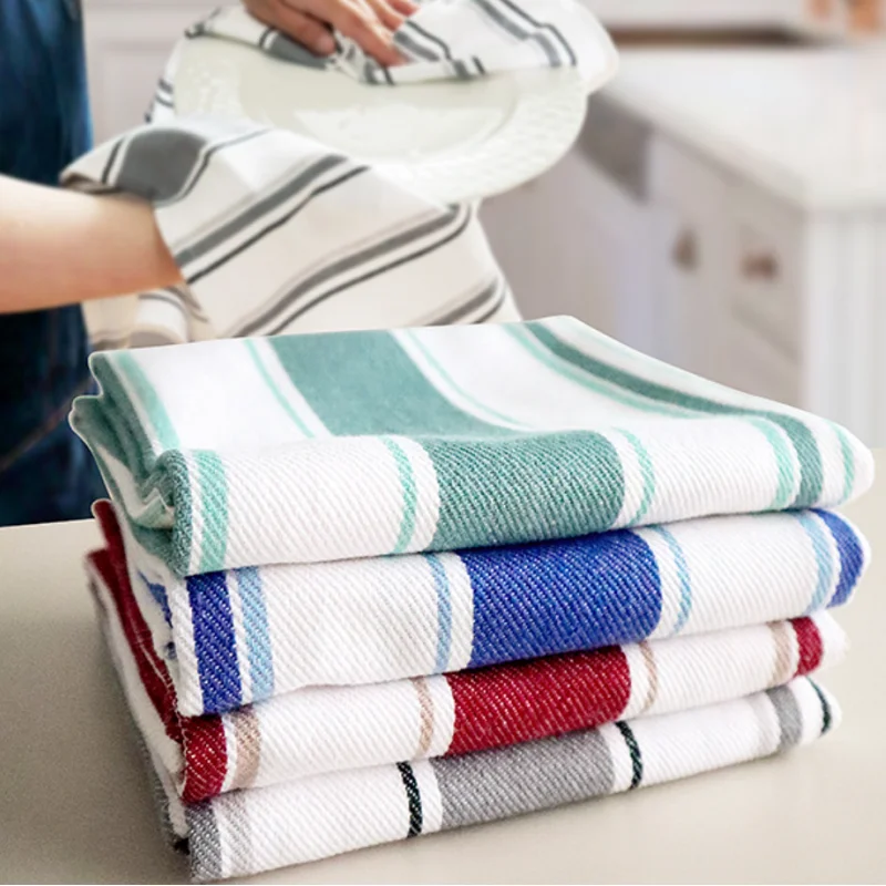 Paños de Cocina de Algodón, Paños de Tela a Rayas, Servilletas de Tela para el Hogar y la Cocina, Paños para Lavar Platos, Suministros para Restaurantes