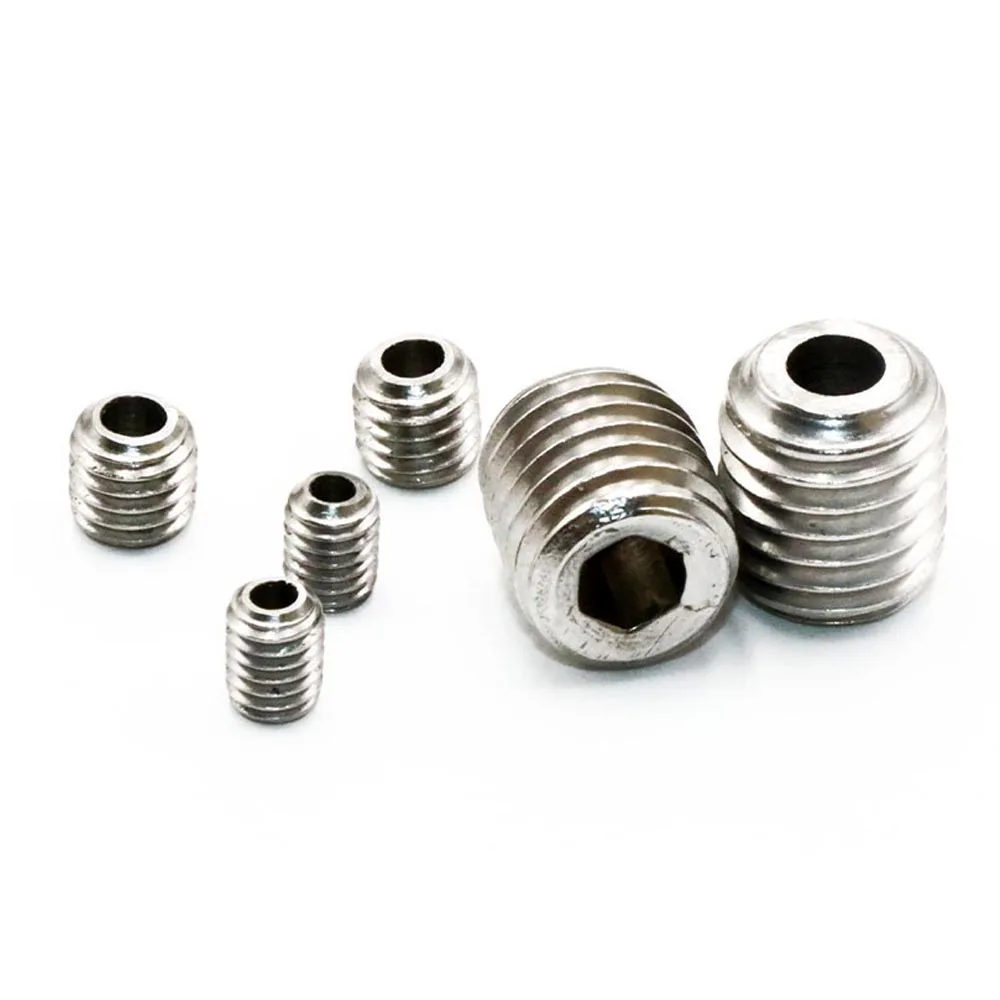 1/2/5pcs M3 M4 to M16 304 Stainless Steel Hollow Hole Through Air Out Allen Hex Hexagon Socket Flat Grub Set Screw Headless Bolt