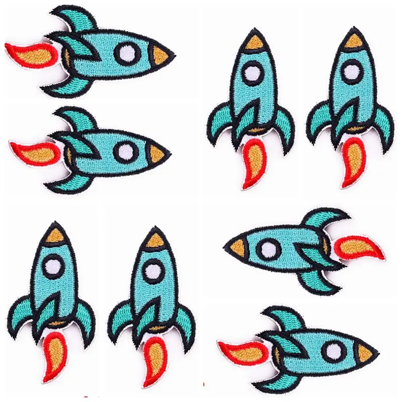 10pcs/Lot Rocket Aviation Self-Adhesive Patches On Clothes Space Travel Embroidery Patches For Clothing Stickers  Accessories