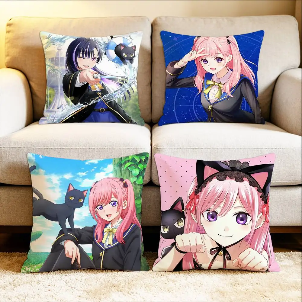 

Black Cat and Witch Classroom Various Sizes Square Pillow Case For Car Home Bedchamber Decor