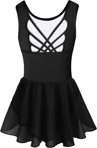 Imagen 2 del producto Leotardos de ballet sin mangas para niñas con falda, vestido de baile para niños pequeños, linda espalda hueca de mariposa