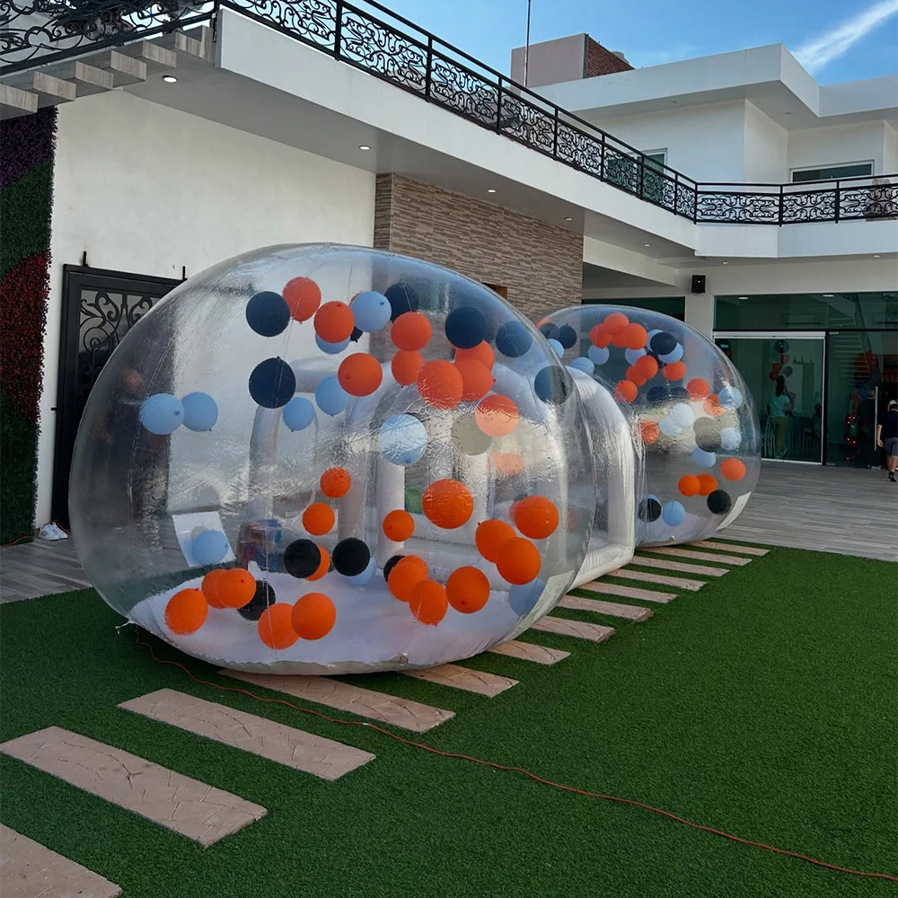 Opblaasbaar dubbel bubbelhuis voor feestevenement PVC-materiaal met ventilator - Directe installatie Outdoor Entertainment Opblaasbaar Heet