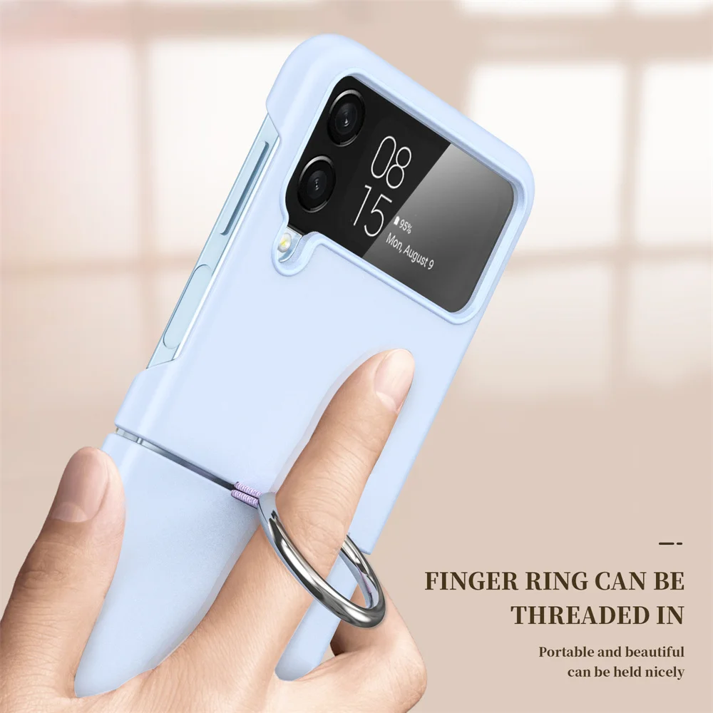 Luxury Matte PC Armor Finger Ring Grip Case For Samsung Galaxy Z Flip 7 ZFlip 6 5 4 3 Zflip6  Zflip5 Zflip4 Zflip3 Candy Funda