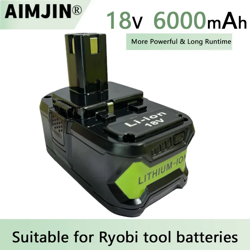 Batería recargable de iones de litio para herramienta eléctrica Ryobi One, alta capacidad, 18V, 6000, 8000, 10000mAh