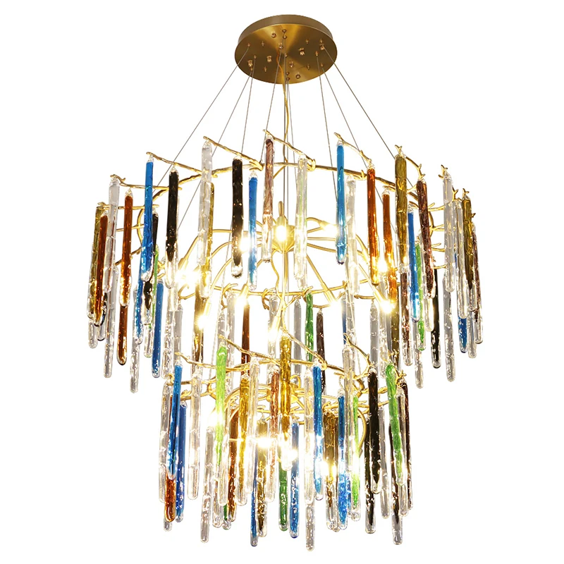 Modern Crystal Chandelier Lighting Colorful Pendant Hanging Light Luxury Glass Drops   Restaurant