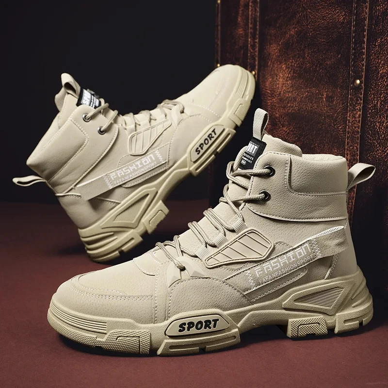 Outdoor Men Ankle Boots Platform Comfort Men Military Boots Non-slip High Top Working Shoes High Quality Leather Men Boots 2026