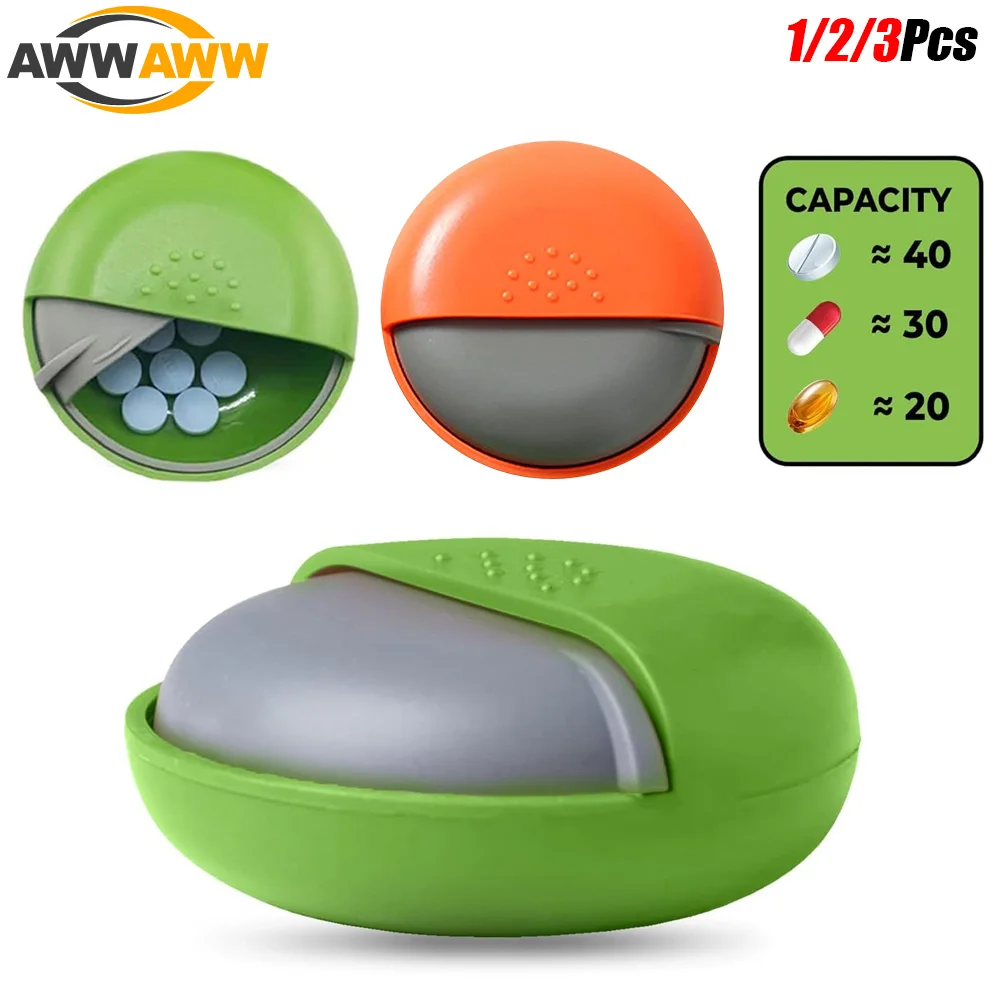 

1/2/3PCS Round Travel Pill Organizer - Portable Small Pill Box for Purse, Medicine Container for Pills, Vitamins, Fish Oil