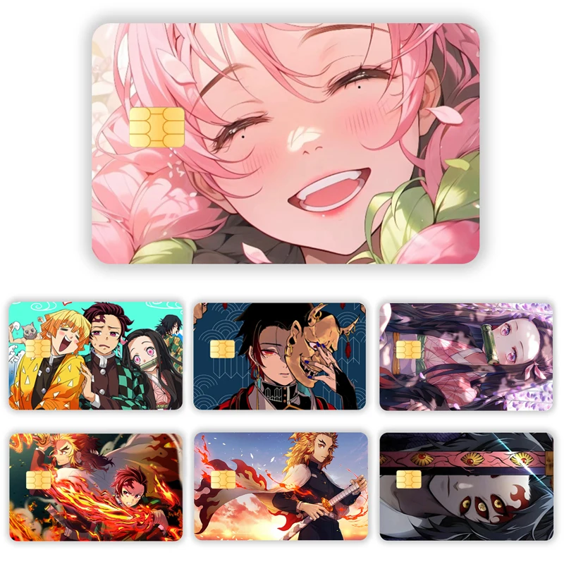 Japanese Comics Demon Slayer's Blade Pvc Sticker Waterproof Anime Film Tape Skin for Credit Card Debit Card Sticker Decal Gifts