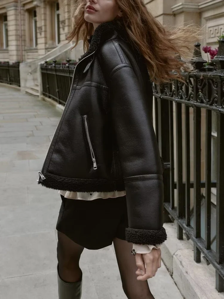 

European and American style 2025 winter new arrivals women's clothing loose versatile double-sided fleece jacket