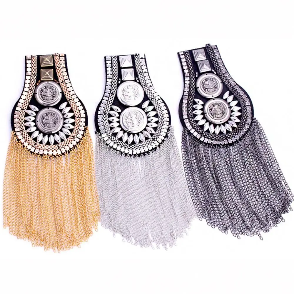 Pin Tassel Chain Epaulettes Alloy Detachable Brooch Shoulder Board Shiny Metal Jacket Vintage Brooch Knight's Uniform