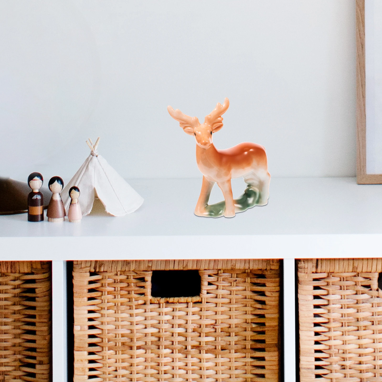 

Ceramic Small Deer Statue Desktop Animal Decoration Delicate Couple Sculpture Compact Office Home Decor Ceramic Deer Figurine