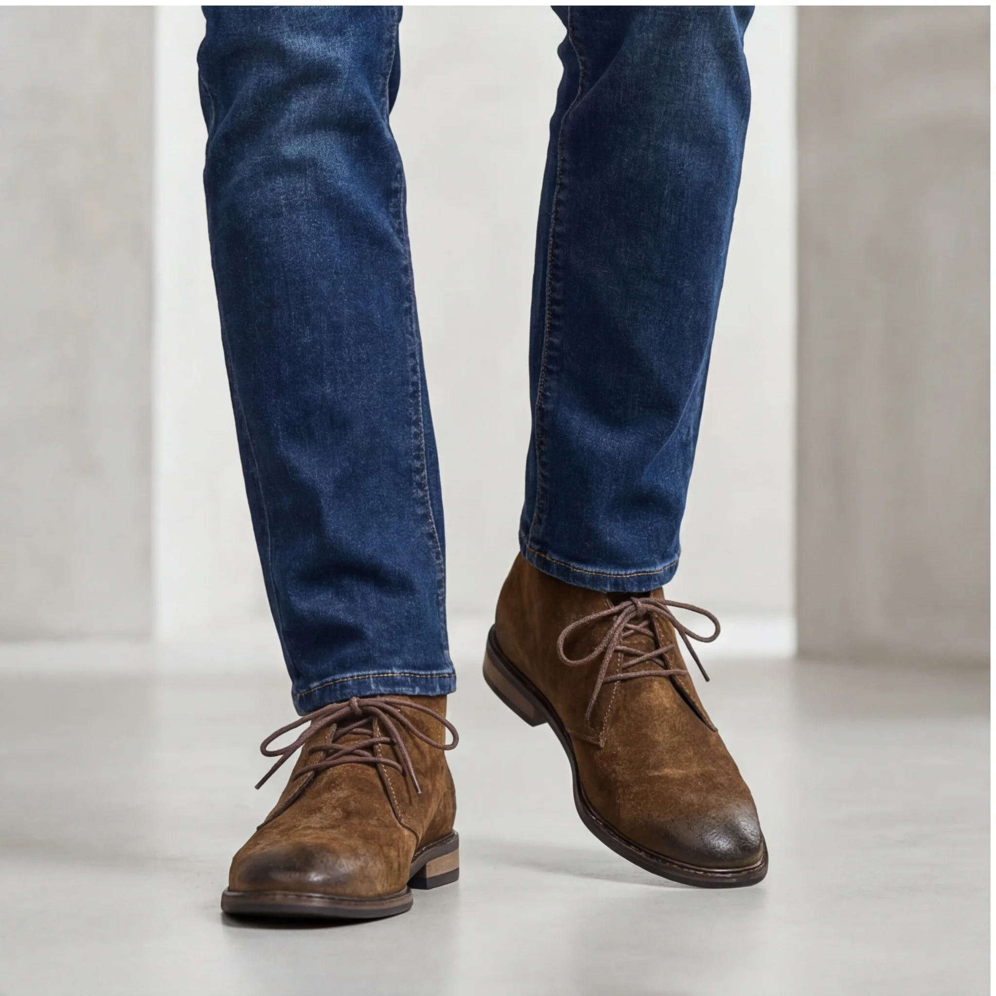 Echte Leder-Wüstenstiefel aus natürlichem Rindsleder, Herren-Chukka-Stiefel, modische, bequeme Marken-Knöchelstiefel aus Leder. # KD598 – Detail 10