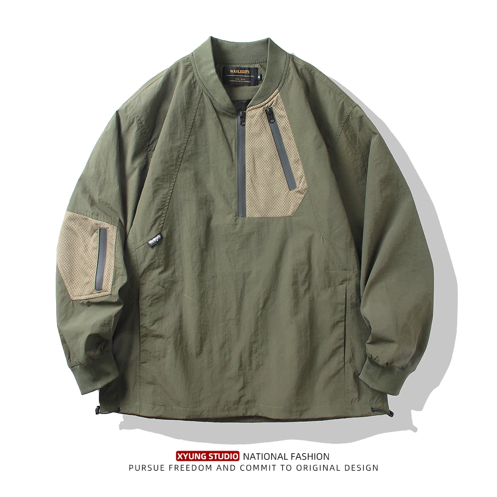

Мужская тонкая повседневная куртка-бомбер American Sle f Zip Hood Outdoor Jaet с воротником-стойкой для весны и лета, для путешествий